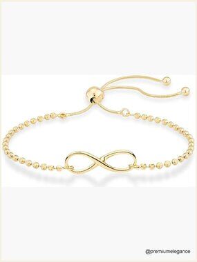 Adjustable Infinity Bolo Beaded Ball Chain Bracelet, Italy